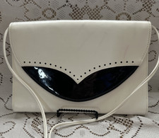 Vintage Whie & Black Faux Leather Wing Tip En...