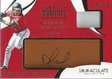2020 Immaculate Debut Moments Memorabilia Leather Tan #55 Domingo Leyba Auto /99