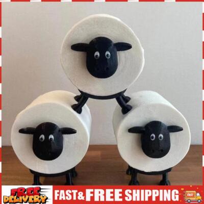 Black Sheep Toilet Roll Holder Stackable for Home Bathroom Vanity Night Stands S