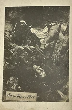 RPPC Cambrai France 1918 • WWI Battlefield Wounded Soldiers • Divided Unposted