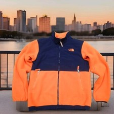 the NORTH FACE DENALI HEAVY FLEECE JACKET Boys sz Large 14/16 Fleece NAVY/ORANGE