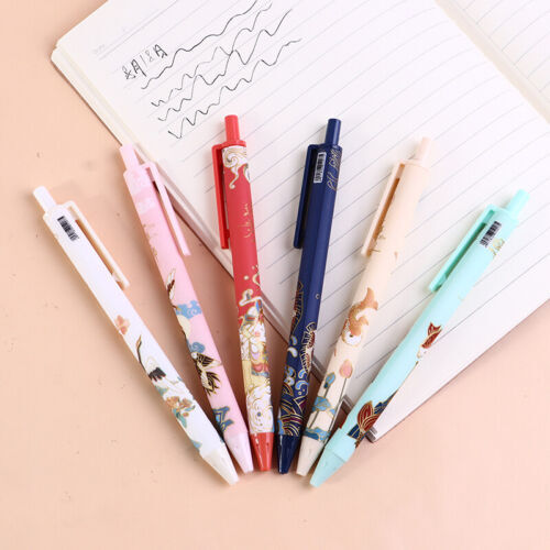 6Pcs/Set Cute Chinese style Retractable Gel Pen Black Ink Signature Writing P FT - Bild 6 von 12