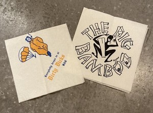 Vintage 1960s Bahamas Travel Cocktail Napkins Big Bamboo Dirty Dicks x2