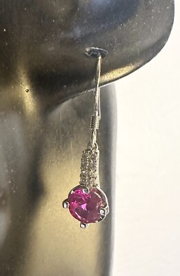 Zarte Vintage 925 Sterling Silber Rubin & Saphir Lab Created Ohrringe