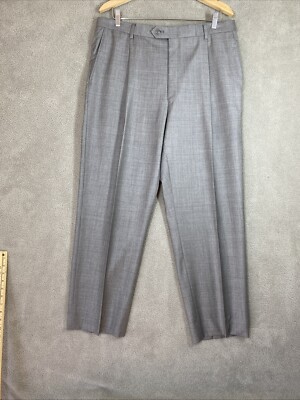 Mens Dress Pants Loro Piano Fabric Gray Wool 36 30 Pleated Front Loose 3'' hem