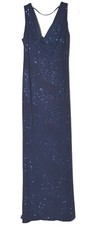 Calvin Klein Navy Blue Sparkling Glitter Slouch Neck Bodycon Long Dress Size 8