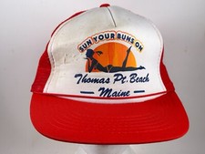 1980s Sun Your Buns On THOMAS POINT BEACH Brunswick Maine Hat Cap SnapBack VTG