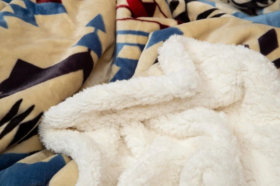 Manta polar Sherpa Borrego de piel de felpa río azul azteca suroeste Foto 2 de 4