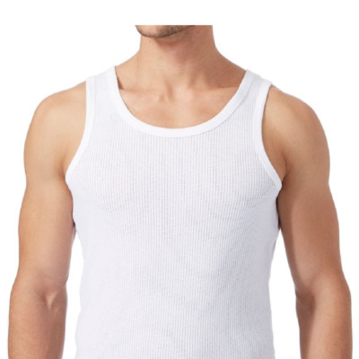 12 x Herren 5 Sterne Executive reine 100 % Baumwolle Netz weiß Trägertop in Größe S bis 2XL