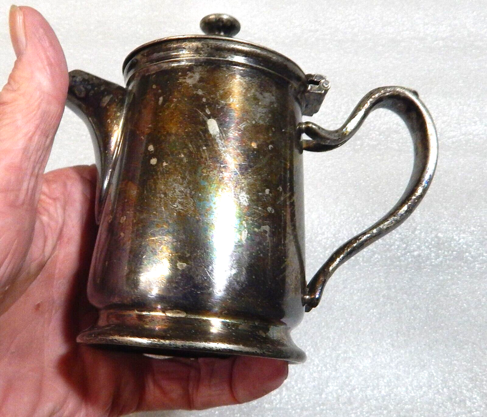 Vintage WEAR BRITE Creamer Tea or Coffee Pot Hinged Lid Nickel Silver