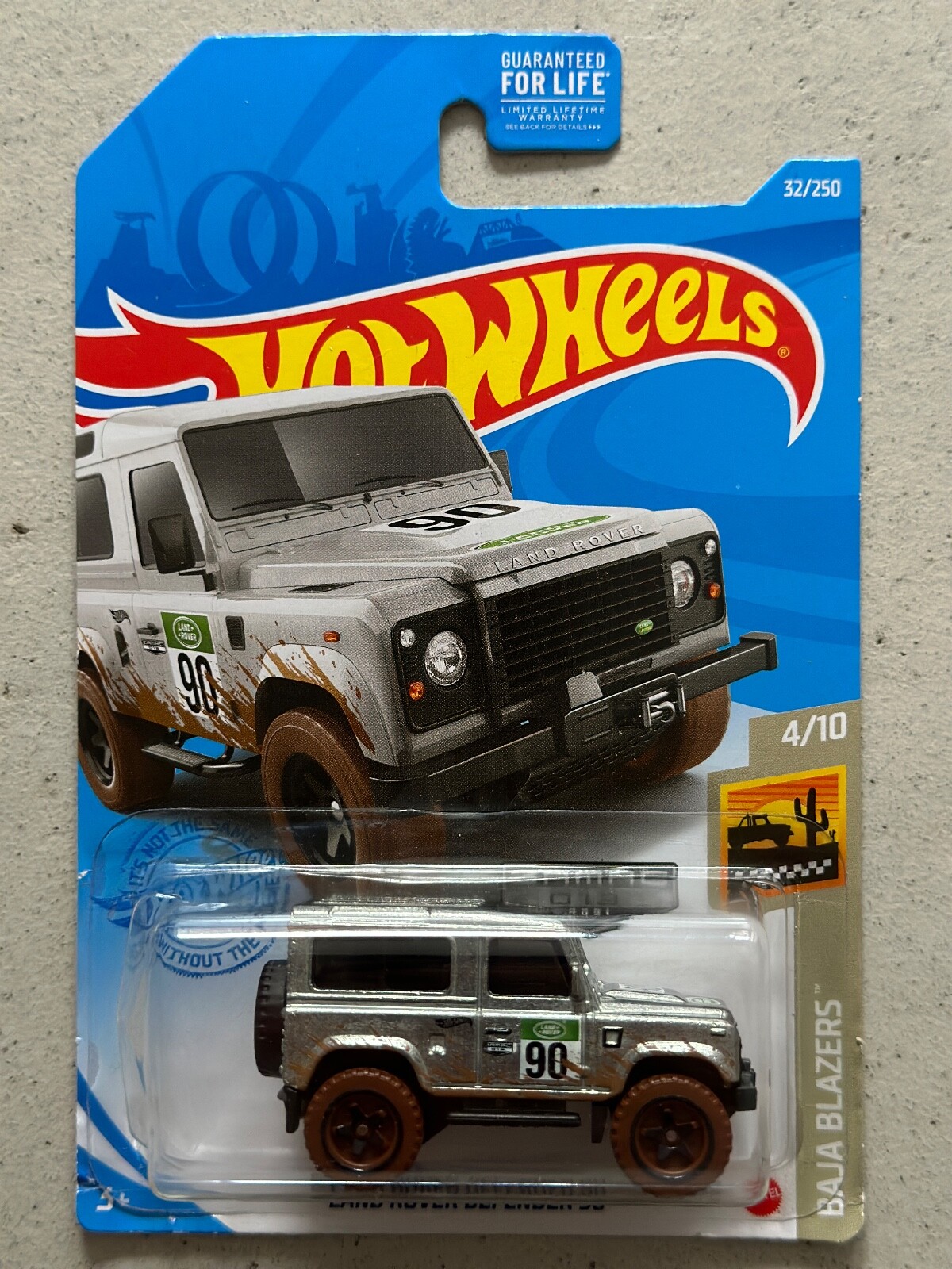 2020 Hot Wheels LAND ROVER DEFENDER 90 ZAMAC Baja Blazers with Protector