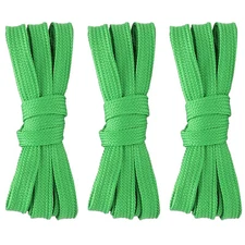 3pair Double Layers Flat Shoelaces Strings Grass Green for Sneakers 24-72 Inch