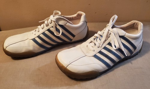 Steve Madden White w/Blue Stripes Leather Casual Shoes Men’s Size 10.5 Pre-owned - Picture 3 of 9