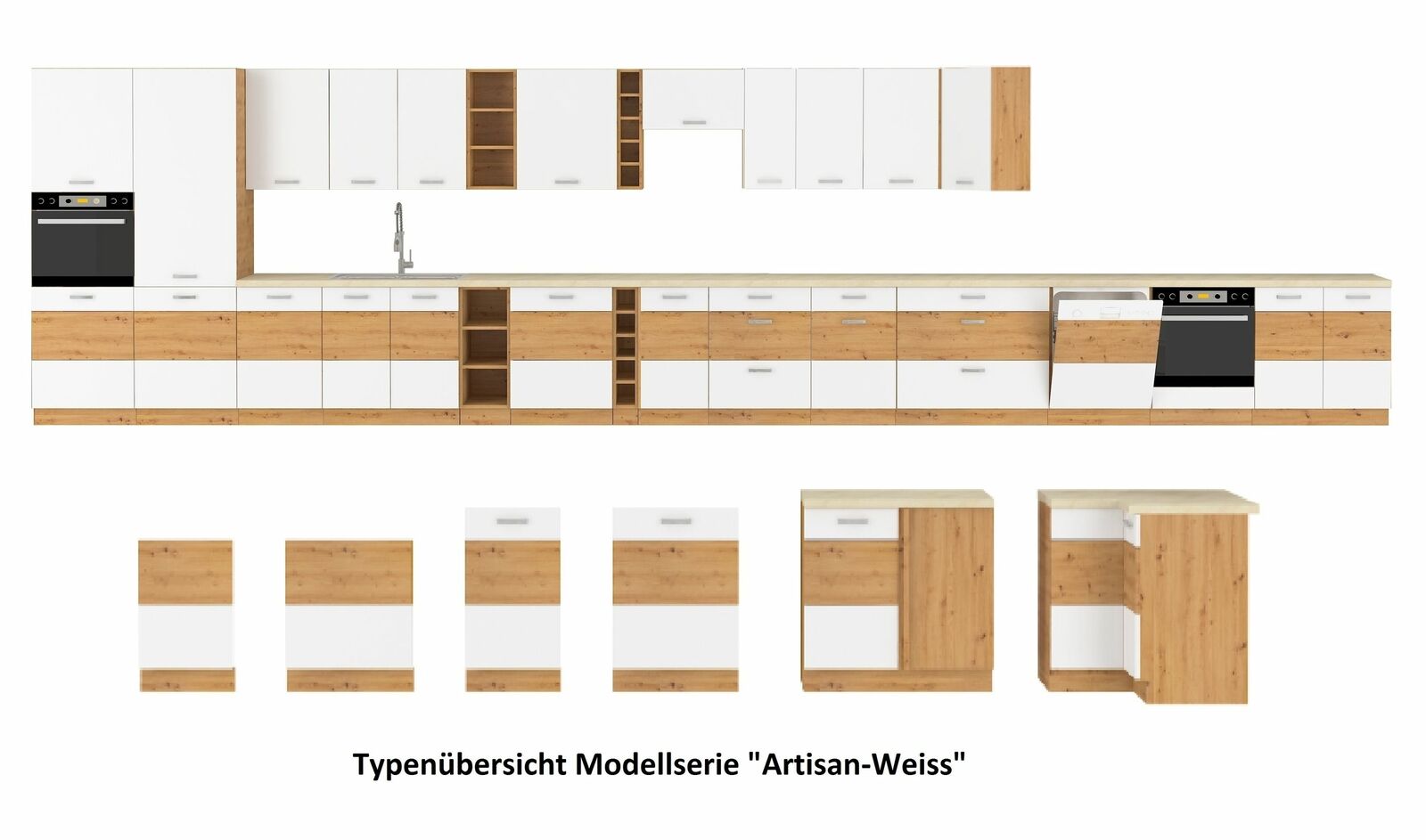 Details zu  Küchen Unterschrank 80 cm Eiche Artisan + Weiß Hochglanz Vollauszug Soft-Close Hoch bewertete Angebote