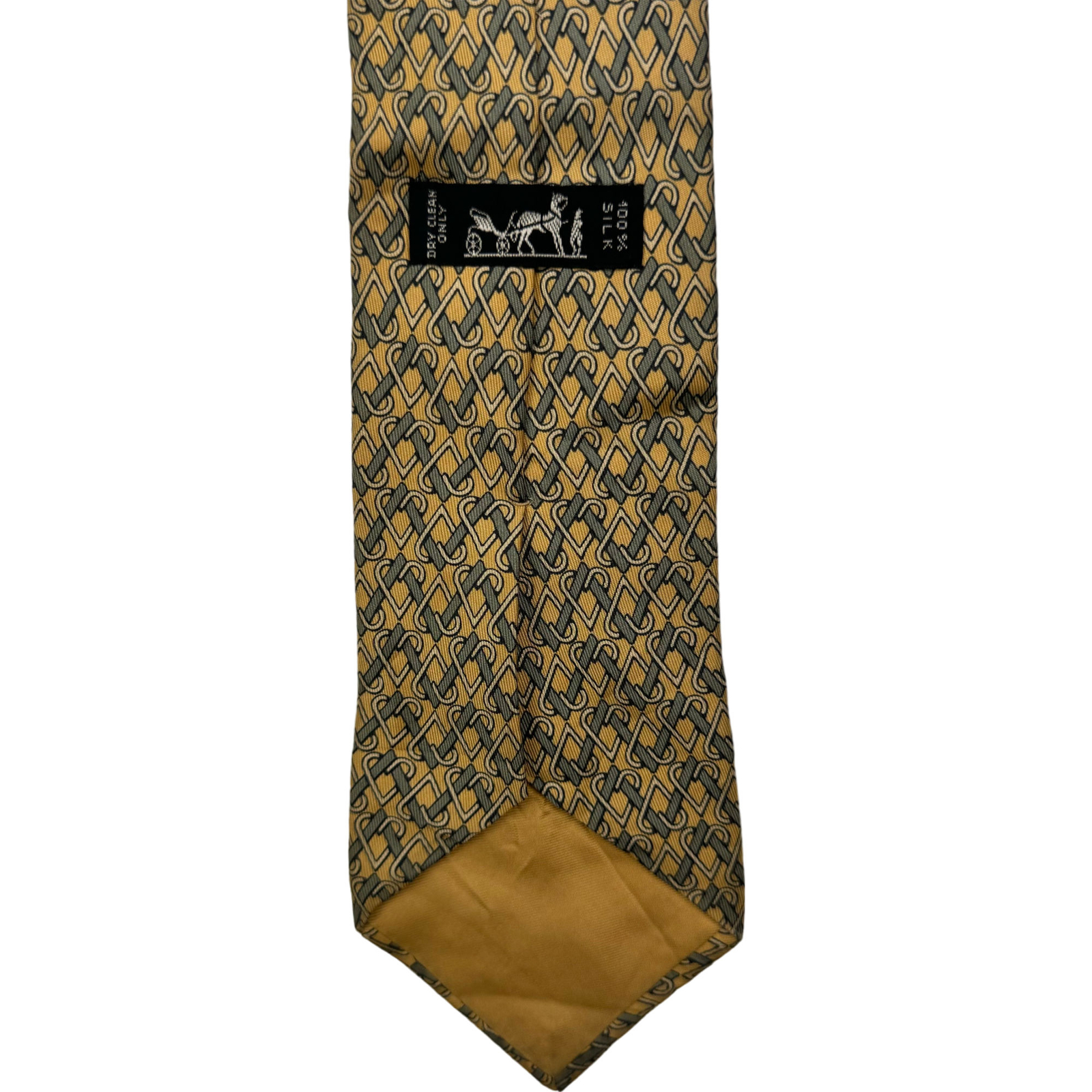Hermes Paris Vintage Silk Patterned Geometric Tie Gold Pattern One Size image 3