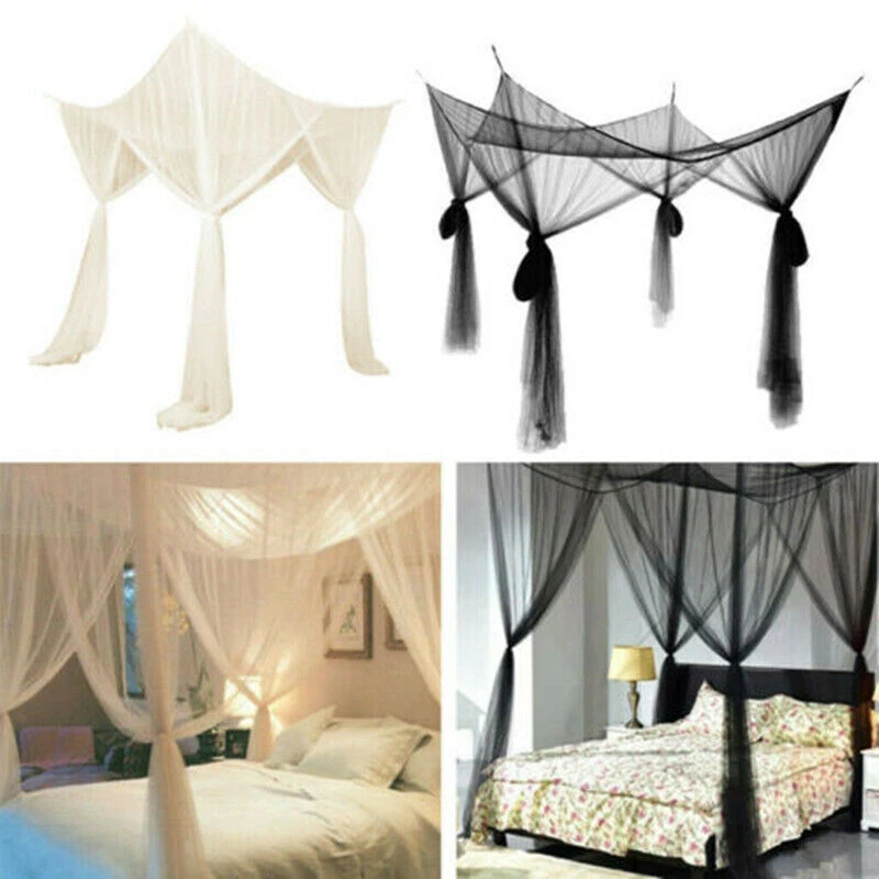 4 Corners Post Bed Canopy Curtain Mosquito Net Or Frame Single