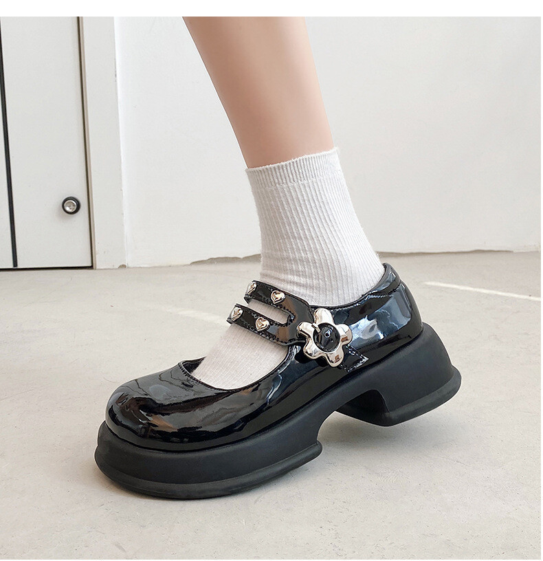 Chaussures Mary Jane Noires à Talons épais Avec Nœud - Retro Stage-France