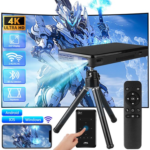 Portable DLP Mini Pocket Projector Android 9.0 WIFI BT 4K HD Beamer Home Cinema - Picture 4 of 23
