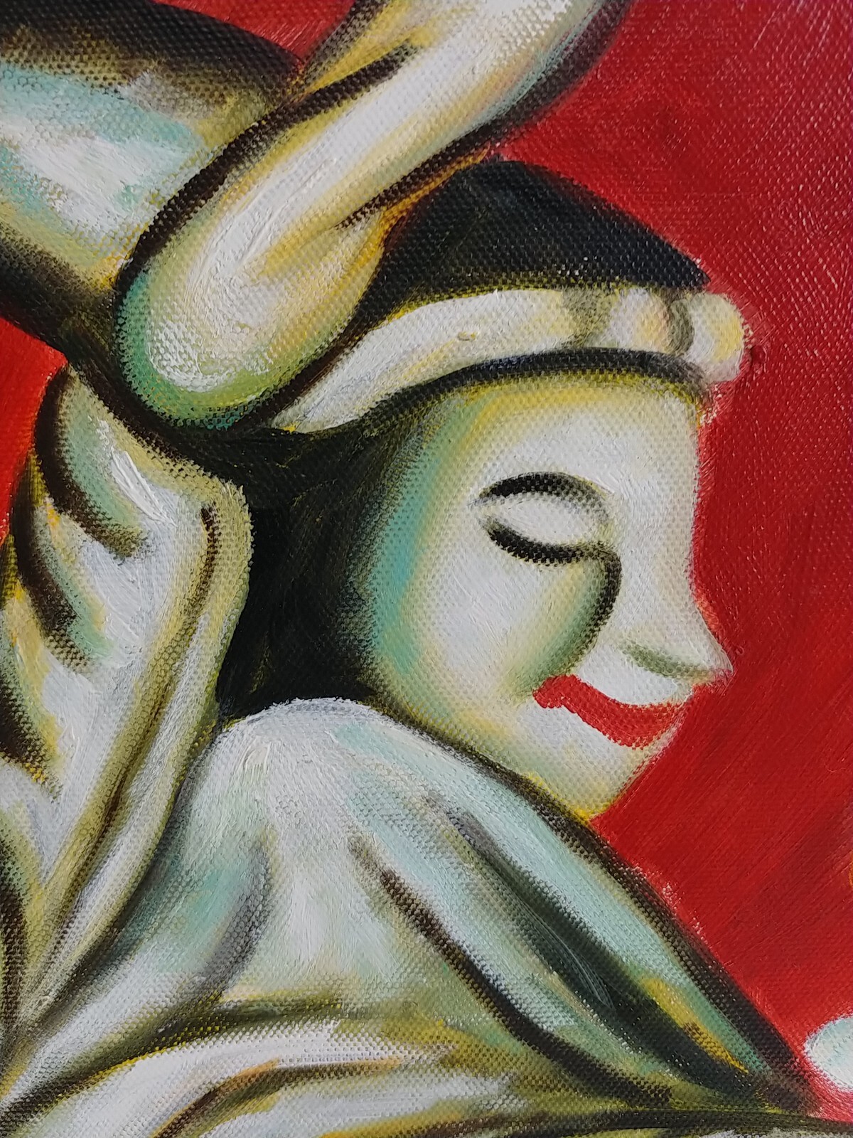 Signed W. Mirkin Pates Baroni Paint Canvas Painting Spaghetti Pasta