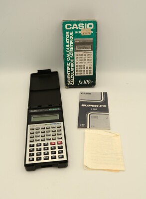 Casio fx100v Super FX Vintage wissenschaftlicher Taschenrechner verpackt, Handbuch + Quittung