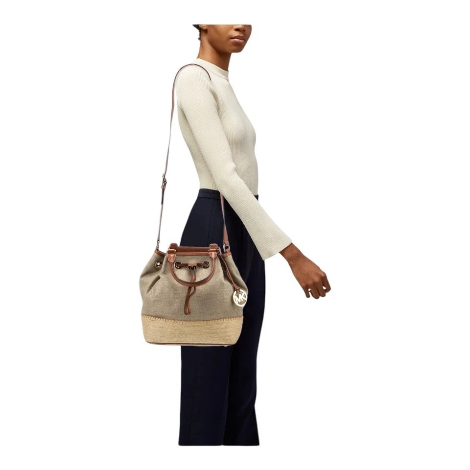 Bolso Bandolera/Bolso de Hombro Michael Kors Marina Grande Alpargata Lona Dorada Foto 2 de 4