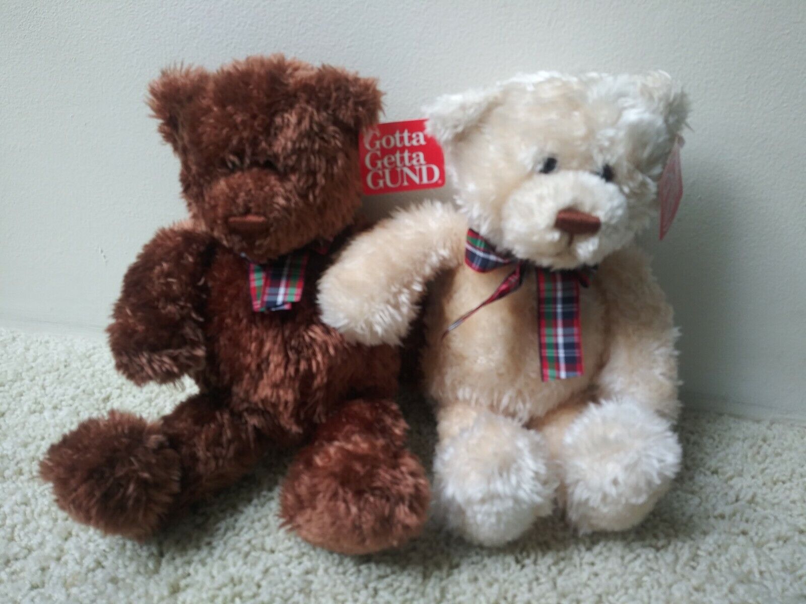 Lot of 2 NEW but Reitred GUND #2482 Muffles 12" Bear Cream & Brown color NWT 