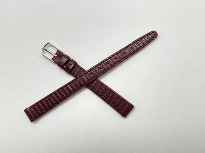 GENUINE Vintage Gucci Lizard Semi-matte Burgundy 10mm Watch Strap Generic Buckle