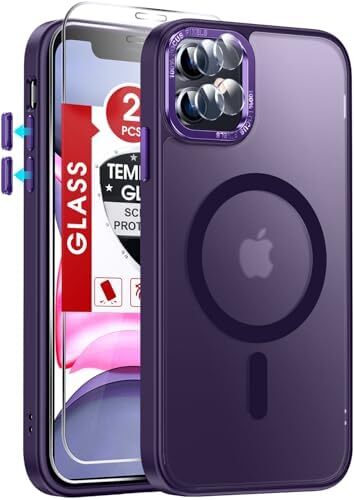 Compatible for iPhone-11 Phone Case: [2PCS Glass Screen Protector + 2PCS Camera