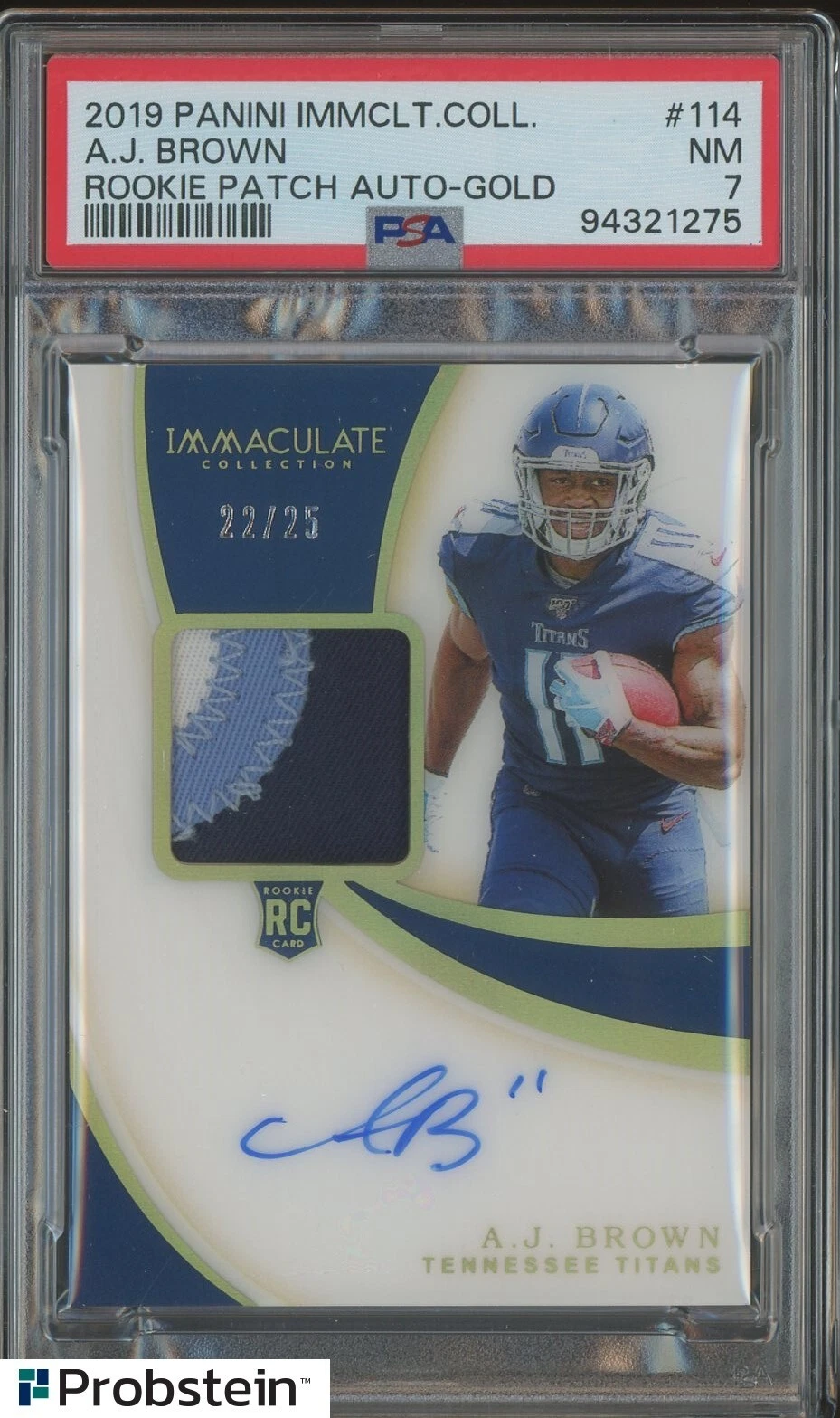 AJ Brown Panini Immaculate Collection #114 Rookie Patch Autograph-Gold