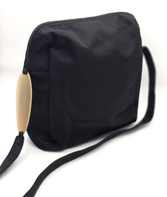 DKNY Womens Black Nylon Shoulder Bag Gold Tone Hardware Minimalist Zip Purse