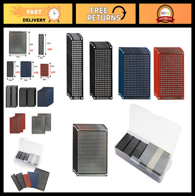 105 Pcs Double Sided PCB Prototype Kit - 5 Sizes, 4 Colors, DIY Soldering Projec