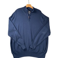 Jos A Bank Signature Mens 2X Navy Blue 100 Pima Cotton Quarter Zip Sweater