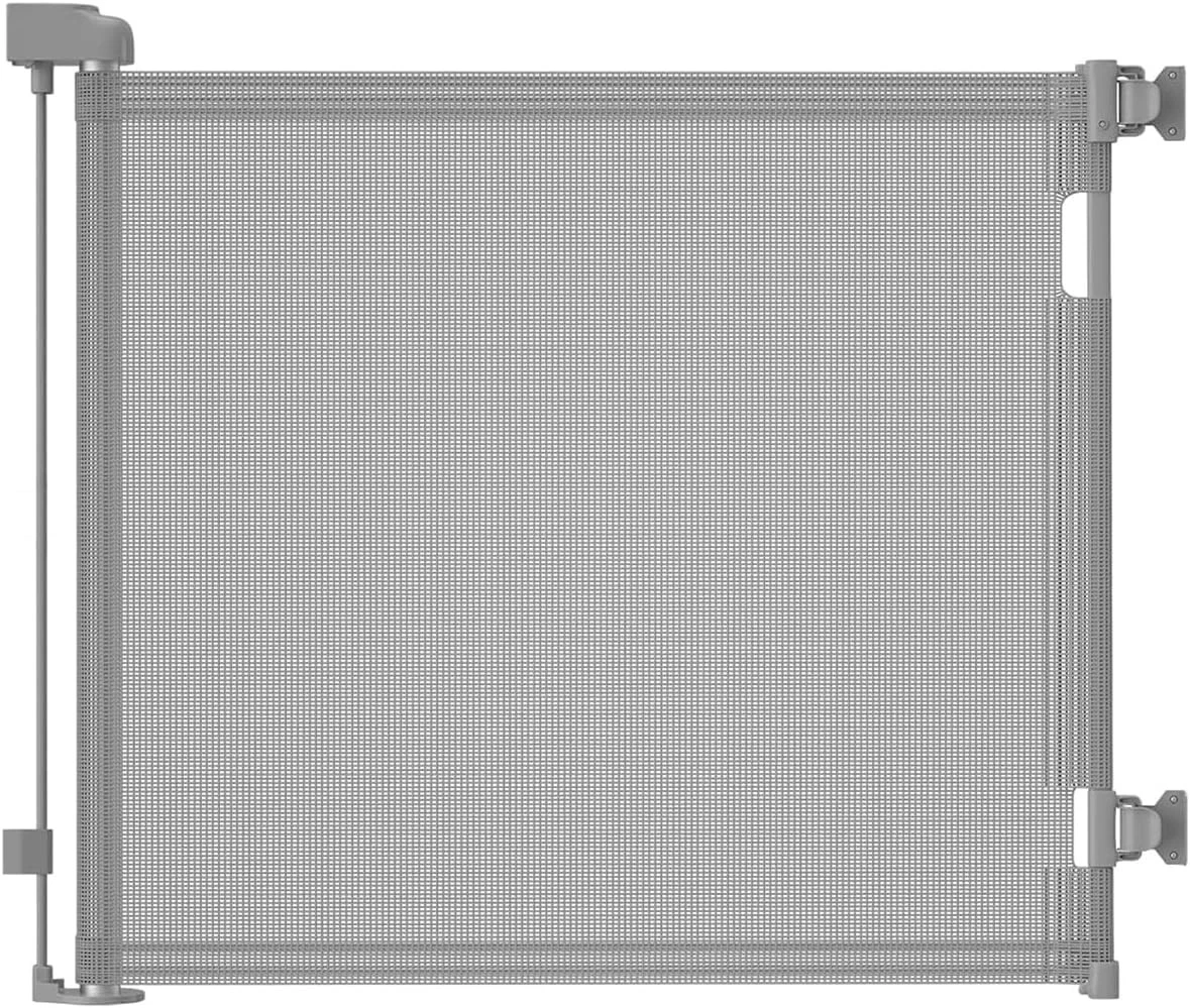 Retractable Baby Gate for Stairs Doorways, 55 Wide x 33.6 Tall Easy Installa...