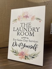 Laundry Room Sign Rustic Wooden Decor With Stand
