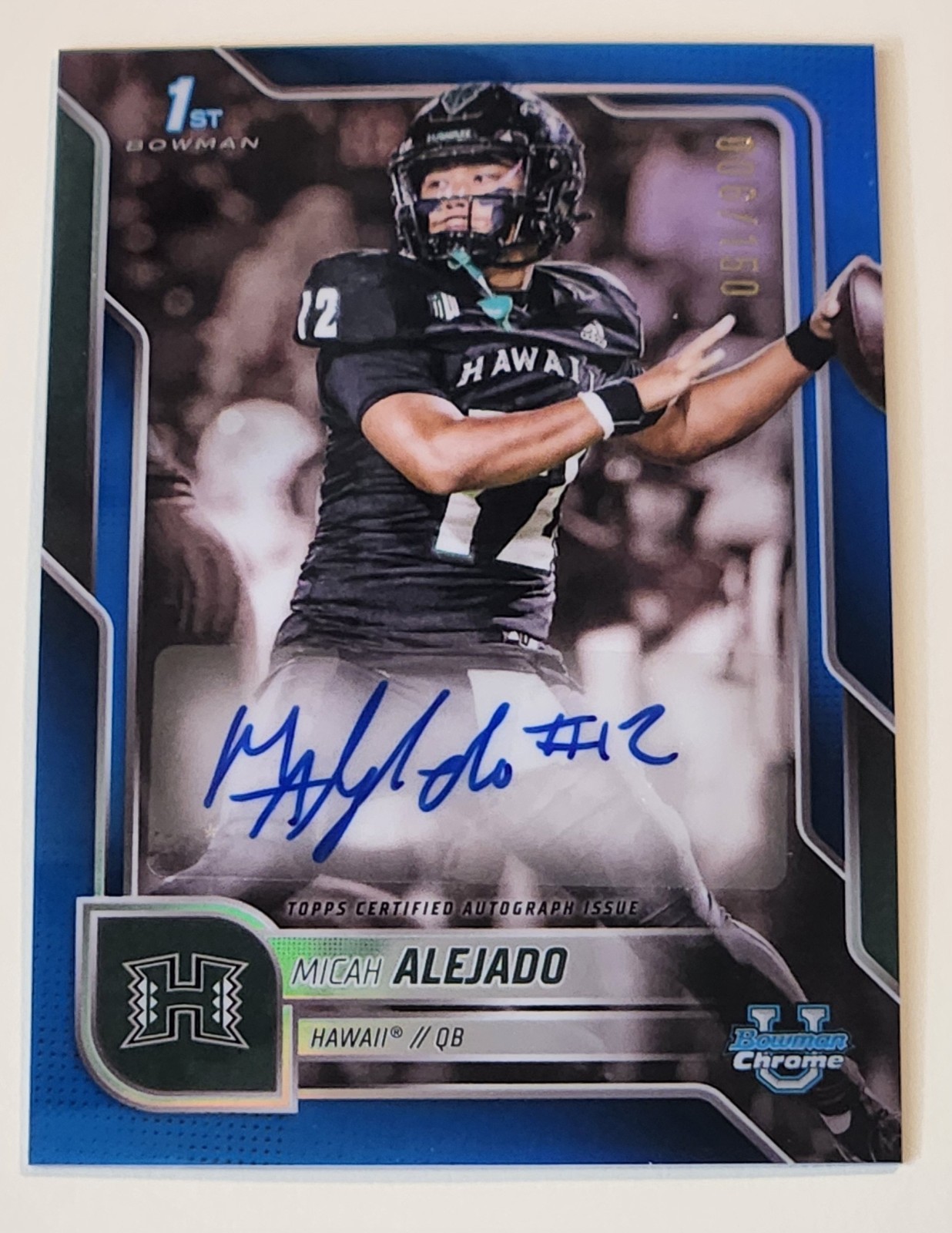 2025 Bowman U Chrome Micah Alejado Auto True Blue 006/150 1st Rookie Hawaii