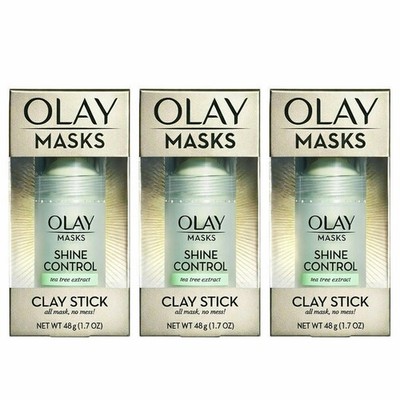 3 X Olay Masks Shine Control Clay Stick Tea Tree Extract 1.7 oz ea 