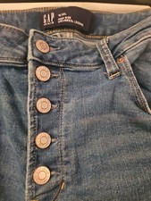 Gap High Rise Universal Legging Jeans - Button Fly Distressed - 16/33L