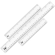 - Clear Ruler Set, 3 Pack, 6", 8" and 12 Inch, Easy-To-Read Markings, Scratch-Re