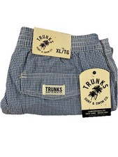 Trunks Surf and Swim Co Men  s Swim Shorts Size XL Blue White Seersucker NWT