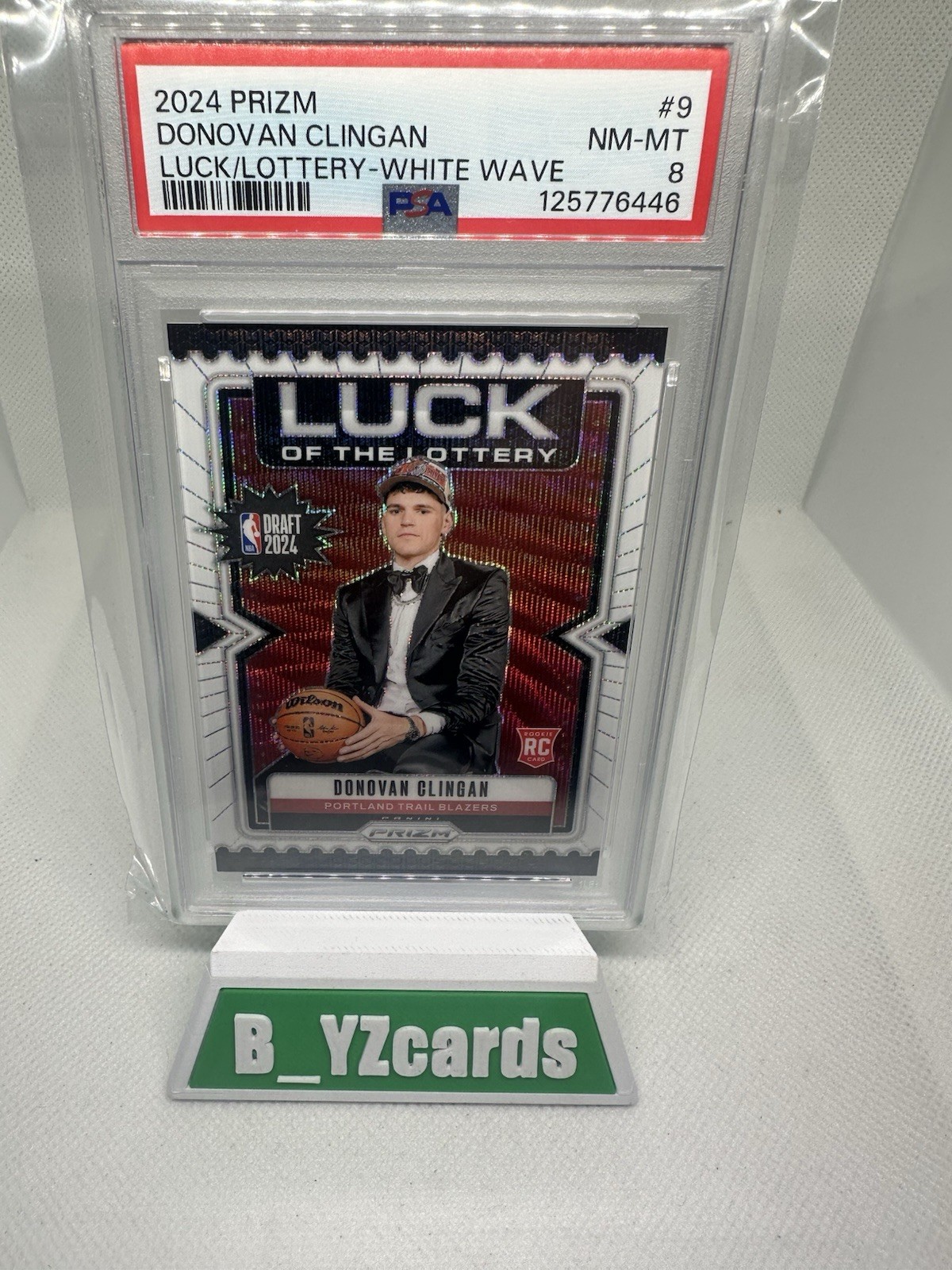 2024-25 Panini Prizm Luck of the Lottery Donovan Clingan #9 White Wave 17/20