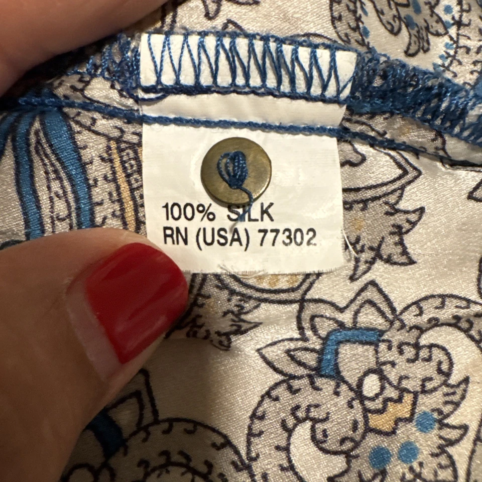 Top Zara Mujer Sin Mangas Azul y Beige Estampado Paisley XS Foto 4 de 4