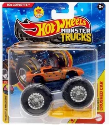 Hot Wheels Monster Trucks 80s Corvette Crushed Car 1:64 Diecast 2024 Unopened