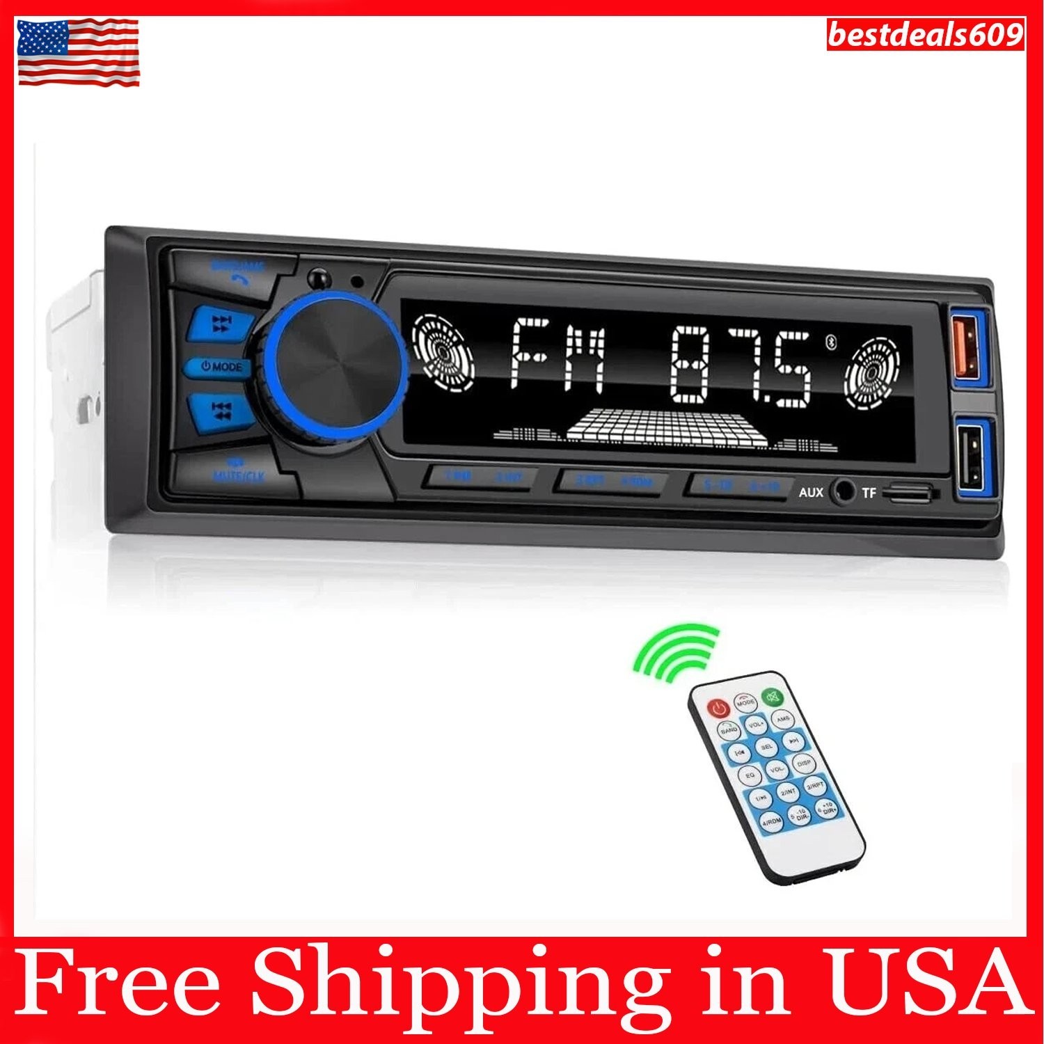 Audio 616UAB Marine Radio Head Unit for Marine Boat or Car MP3 Bluetooth - NEW
