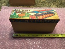 Alps Japan Tin Friction Old Timers Streetcar Trolley Train MIB Blue and Black