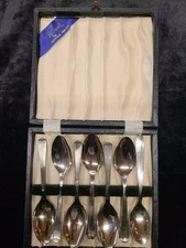Raimond Sheffield England Grapefruit Spoons SET OF 6 Serrated Silver Plated Ttsp