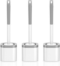 Toilet Brush, 3 Pack Compact Toilet Bowl Brush and Holder Set with Nylon Bristle