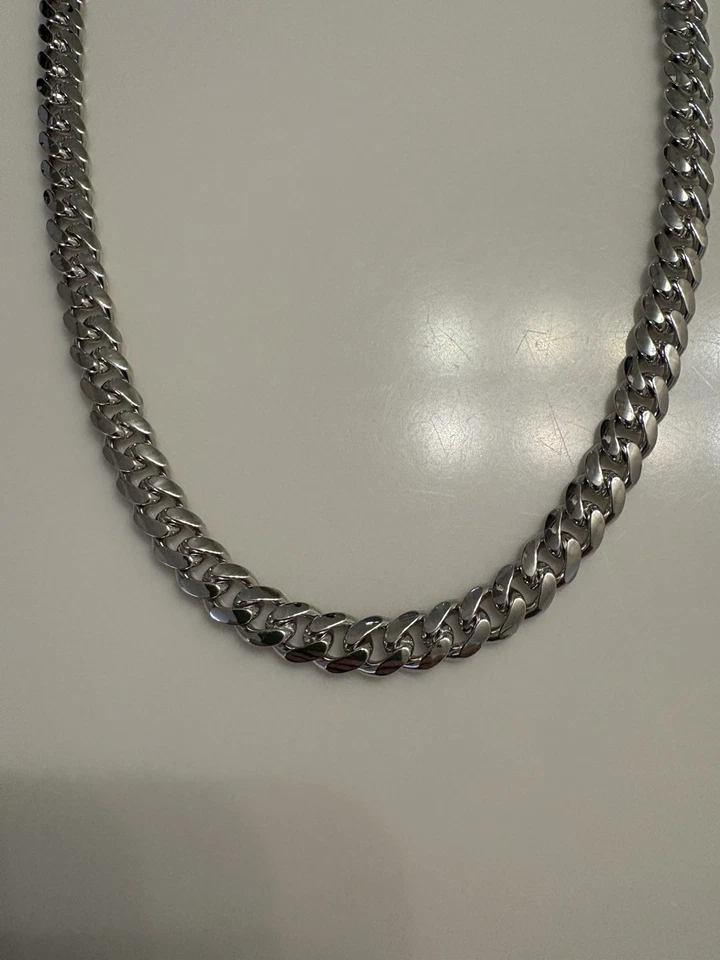 Collar de cadena cubana de plata de ley 925 maciza para hombre - 20” - 8 mm - 58 g Foto 2 de 4