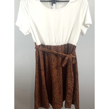 Shein Curve Leopard, White Baby Doll Dress 1XL
