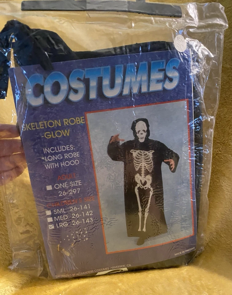 Disfraz de bata de esqueleto con esqueleto de cuerpo completo que brilla en la oscuridad 💀 Talla grande para niño Foto 2 de 4
