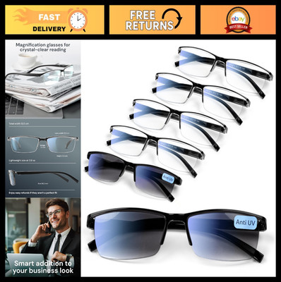 6 Pack Executive Reading Glasses for Men - Durable Blue Light Filtering Readers,